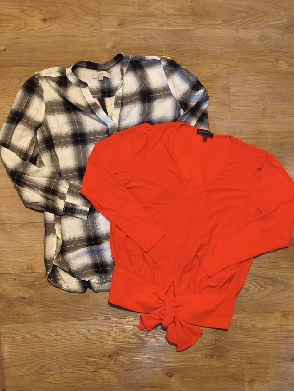 Plaid And Festive Red Blouses Set